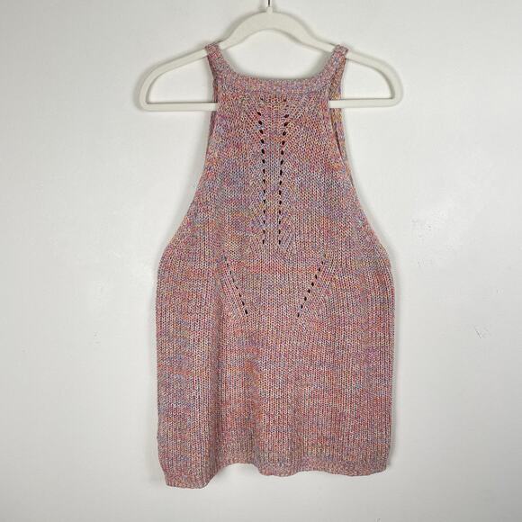 Anthropologie Isla Sweater Tank Size XL Pointelle Knit Halter Rainbow Pastel - Picture 6 of 14